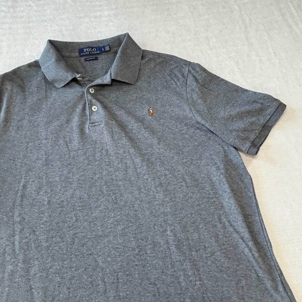 Polo Ralph Lauren Mens Classic Fit Gray Short Sleeve Cotton Polo Shirt Large